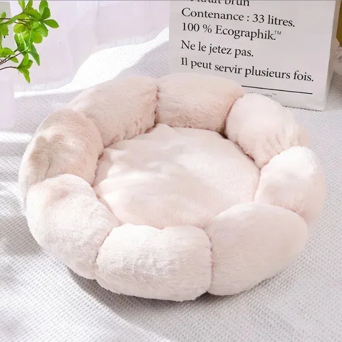 Ultra Plush Flower Shaped  Winter Warm Dog/Cat Bed - Pastel Colors- Soft Cozy Pet Bed for Ultimate Comfort