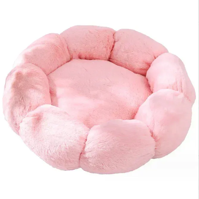 Ultra Plush Flower Shaped  Winter Warm Dog/Cat Bed - Pastel Colors- Soft Cozy Pet Bed for Ultimate Comfort