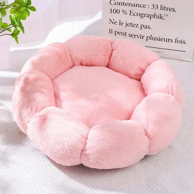 Ultra Plush Flower Shaped  Winter Warm Dog/Cat Bed - Pastel Colors- Soft Cozy Pet Bed for Ultimate Comfort