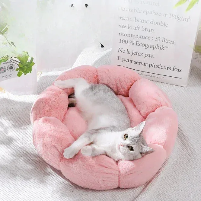 Ultra Plush Flower Shaped  Winter Warm Dog/Cat Bed - Pastel Colors- Soft Cozy Pet Bed for Ultimate Comfort