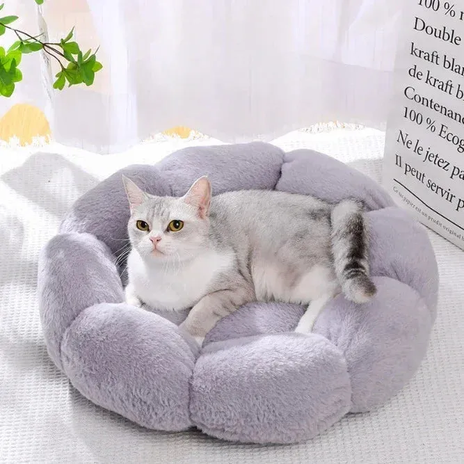 Ultra Plush Flower Shaped  Winter Warm Dog/Cat Bed - Pastel Colors- Soft Cozy Pet Bed for Ultimate Comfort