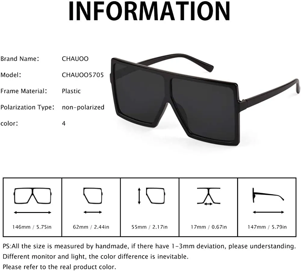 Ultralight Square Oversized Sunglasses for Women & Men