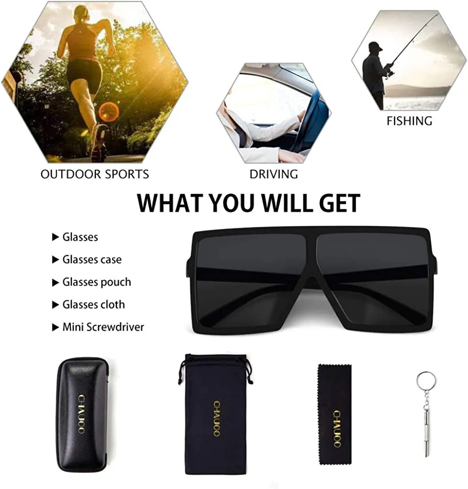 Ultralight Square Oversized Sunglasses for Women & Men