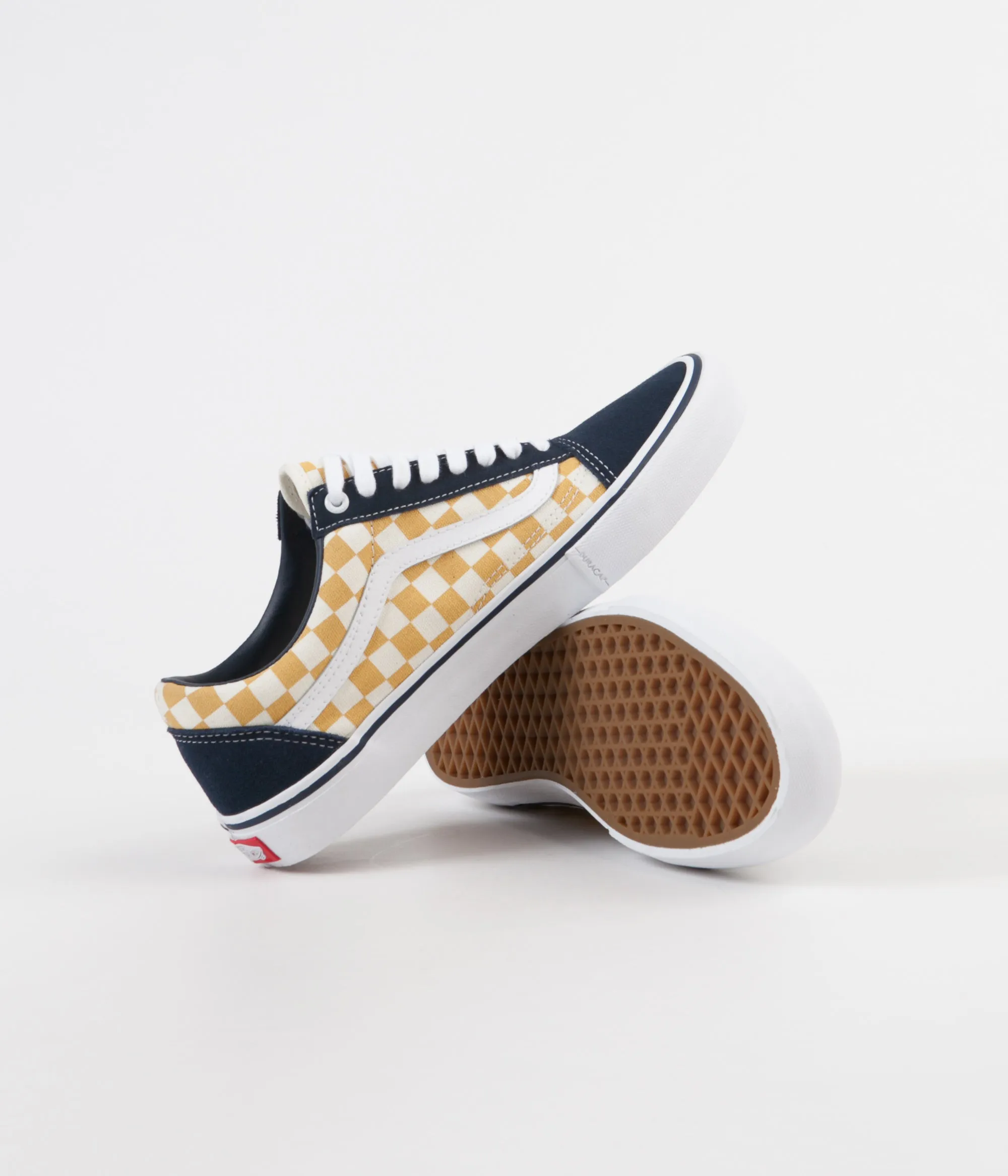 Vans Old Skool Pro Checkerboard Shoes - Dress Blues / Ochre