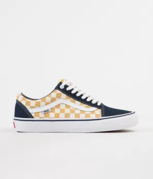 Vans Old Skool Pro Checkerboard Shoes - Dress Blues / Ochre