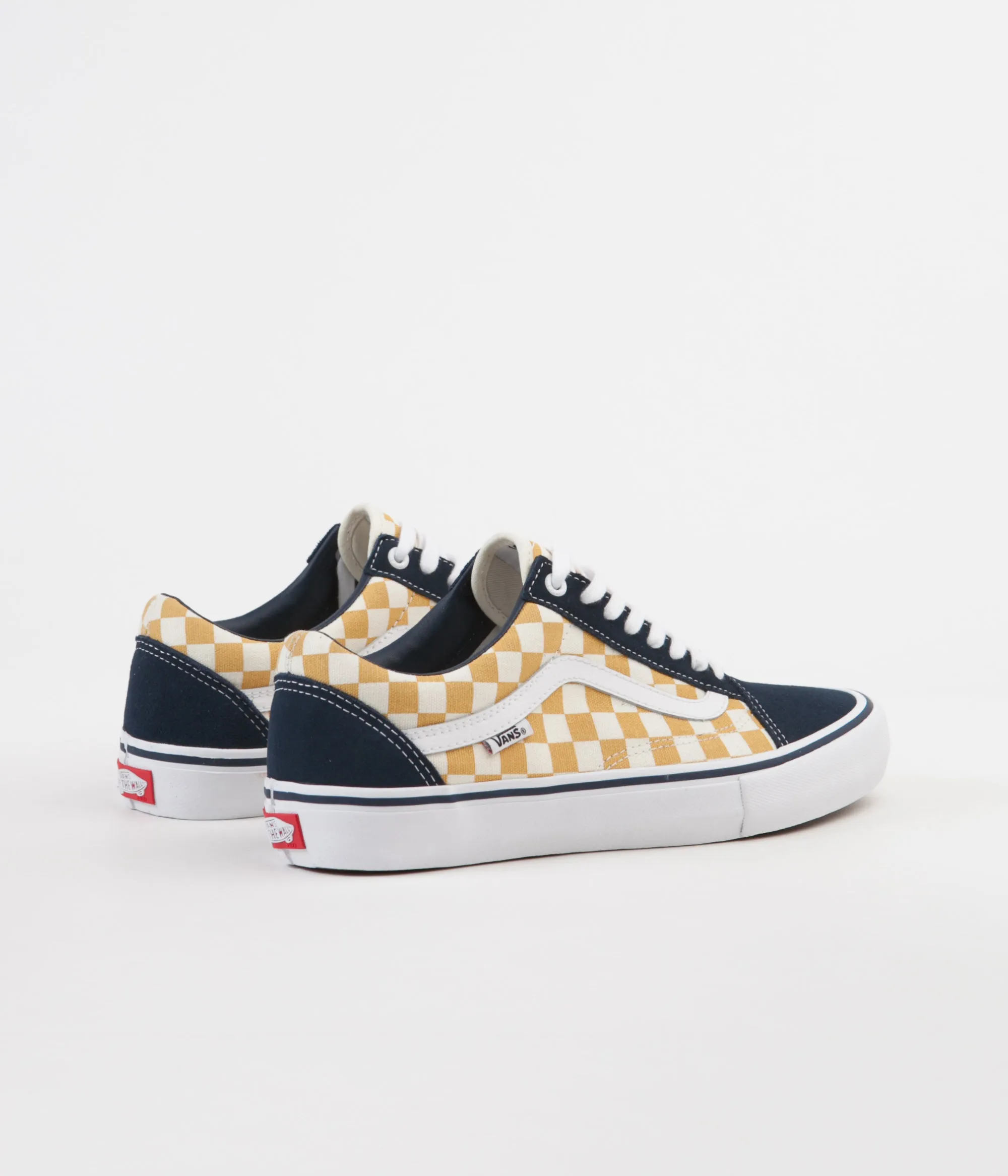 Vans Old Skool Pro Checkerboard Shoes - Dress Blues / Ochre