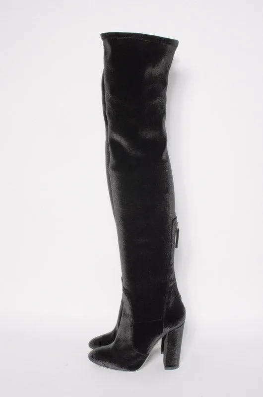 VELVET OVER THE KNEE BOOTS