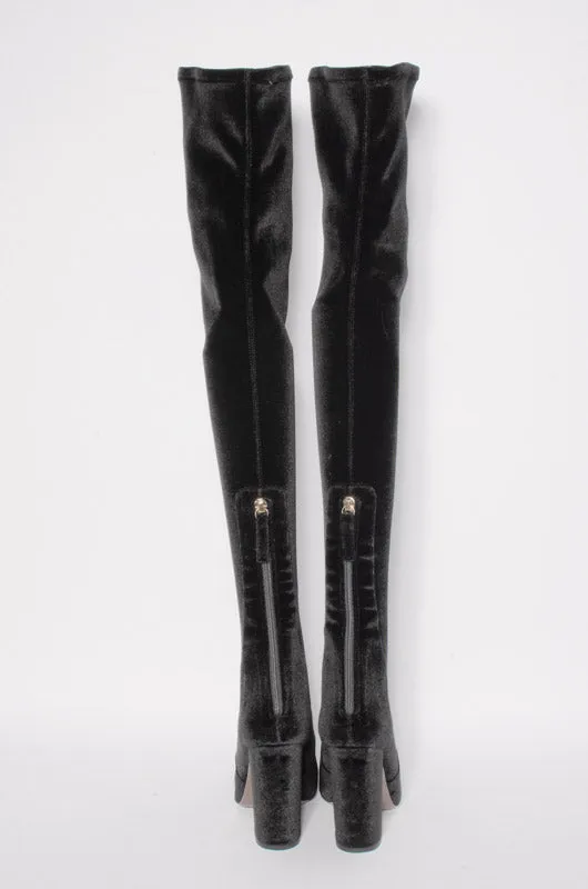 VELVET OVER THE KNEE BOOTS