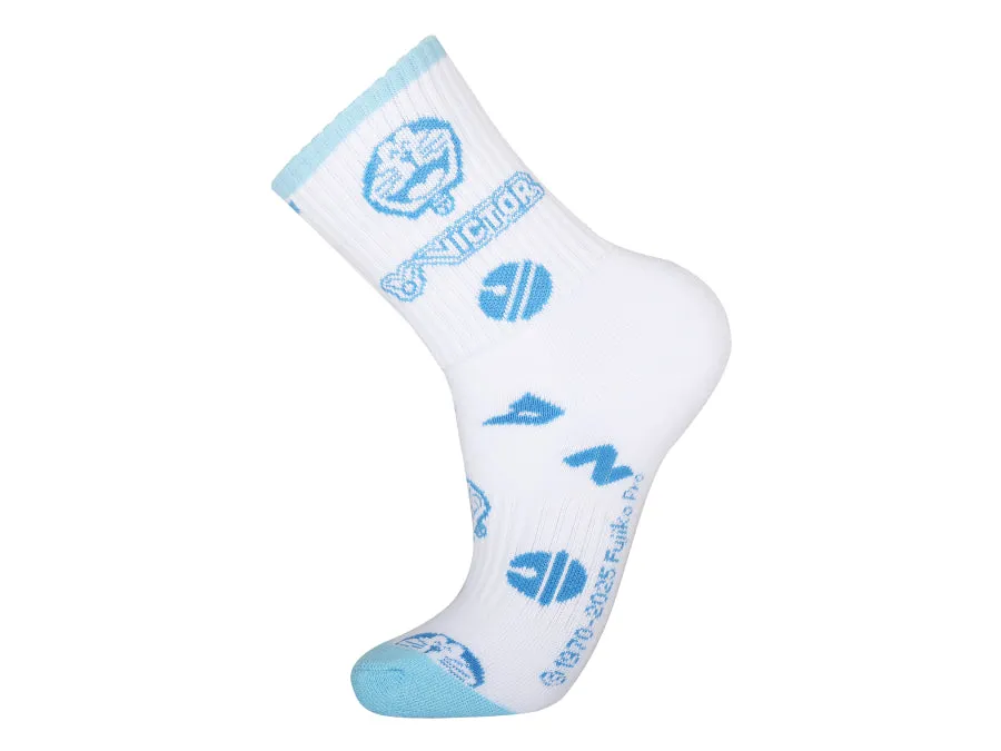 [VICTOR X DORAEMON] SK-513DRM M White/Light Blue Socks