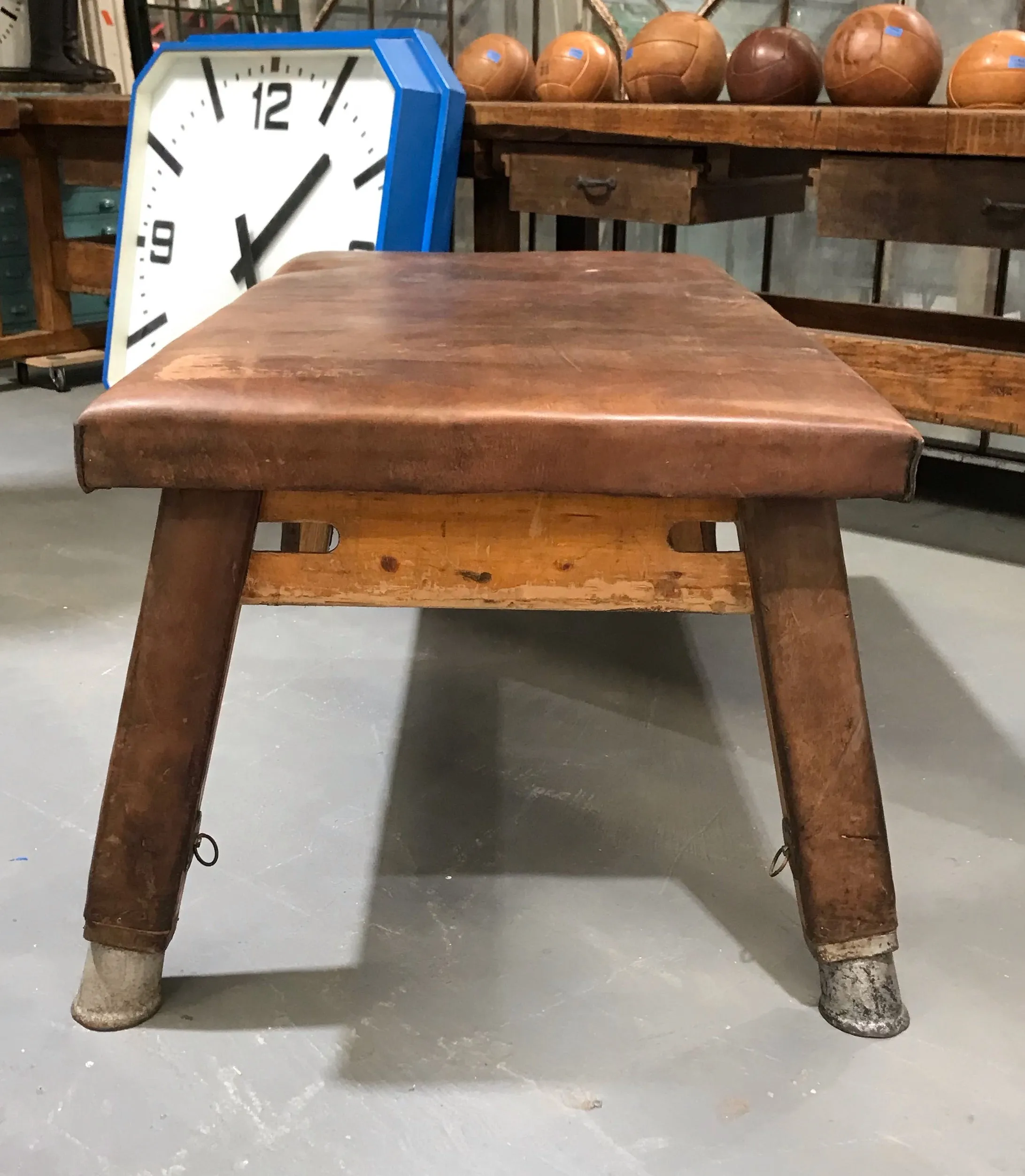 Vintage Romanian Leather Gym Table   #3679C