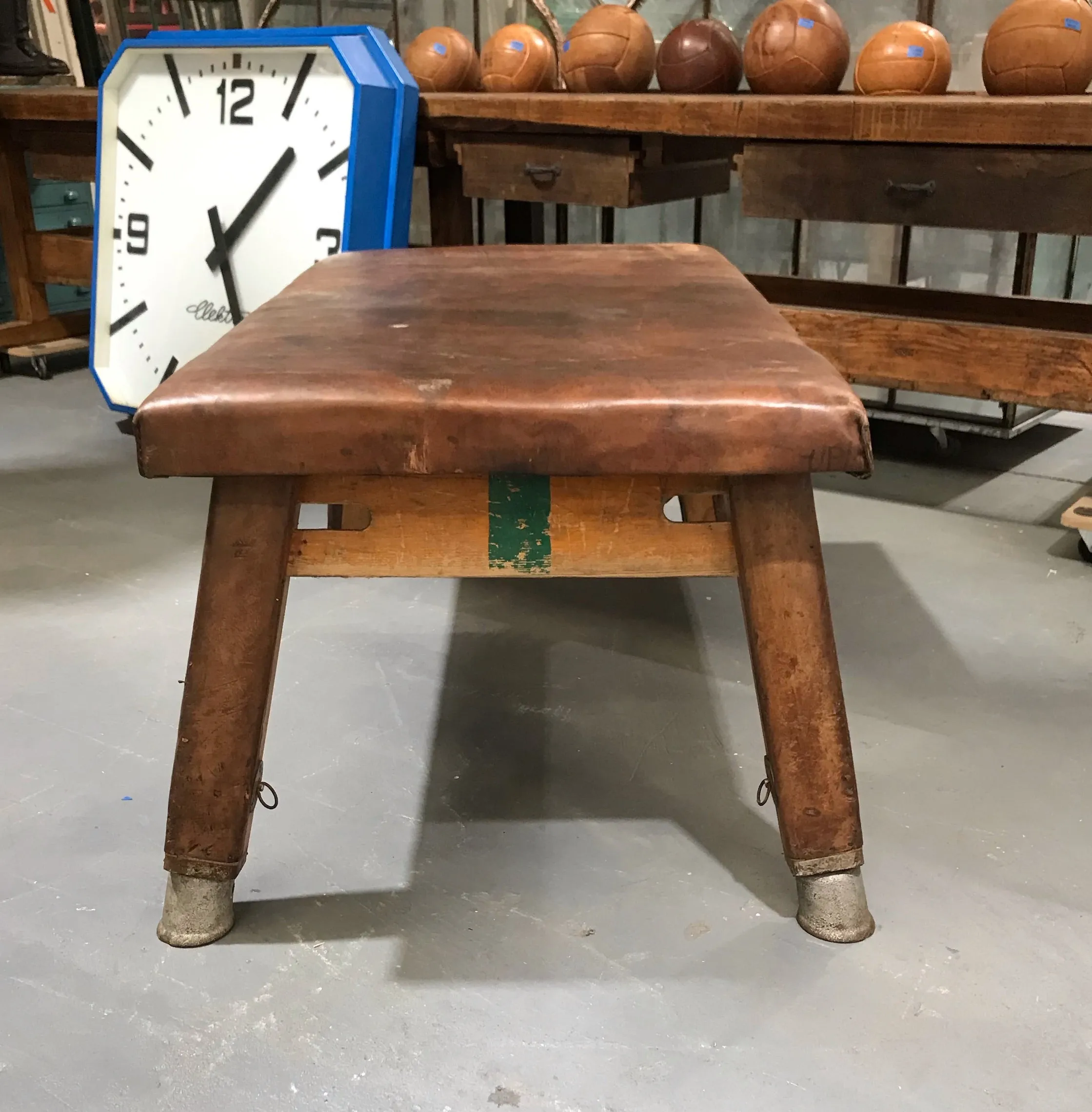 Vintage Romanian Leather Gym Table   #3679C