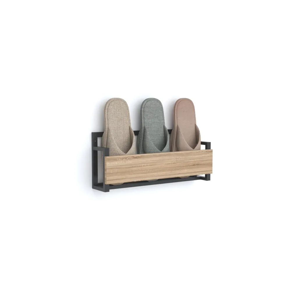 Wall Mounted Slipper Rack with Wooden Front for Compact Storage