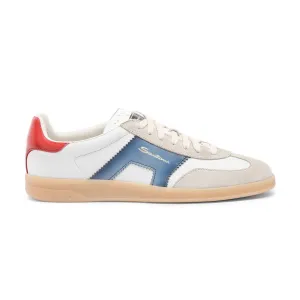 White, Blue and Red Suede Double Buckle Oly Sneaker