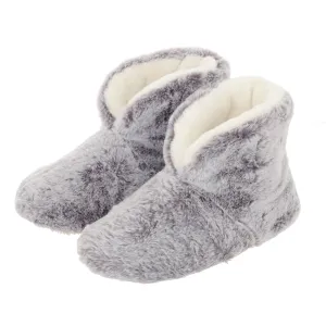 Womens Bootie Slippers Luxury Grey Faux Fur Non Slip - Orla