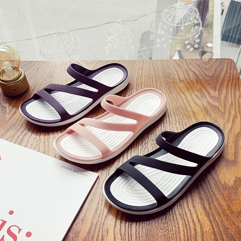 Women's Cut Out Open Toe Sandals Round Toe Anti-slip House Slippers