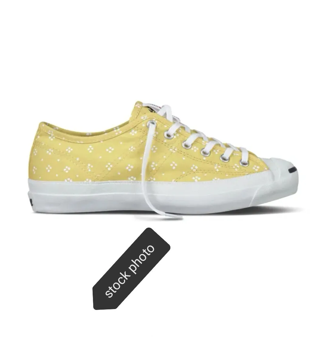 WOMENS SIZE 6 - JACK PURCELL, Converse Spring Collection, Low Top Yellow / White Flowers EUC B59