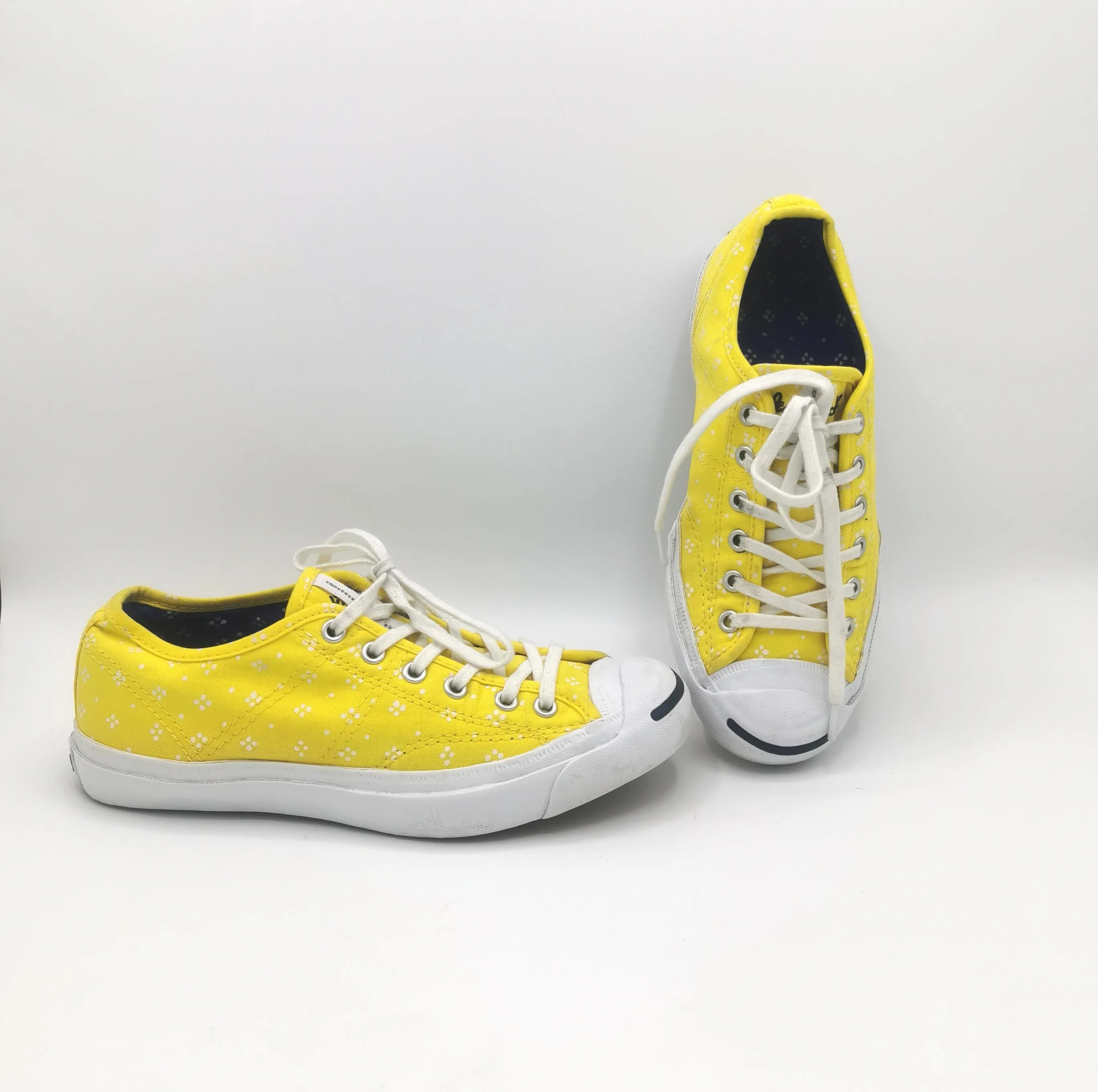 WOMENS SIZE 6 - JACK PURCELL, Converse Spring Collection, Low Top Yellow / White Flowers EUC B59