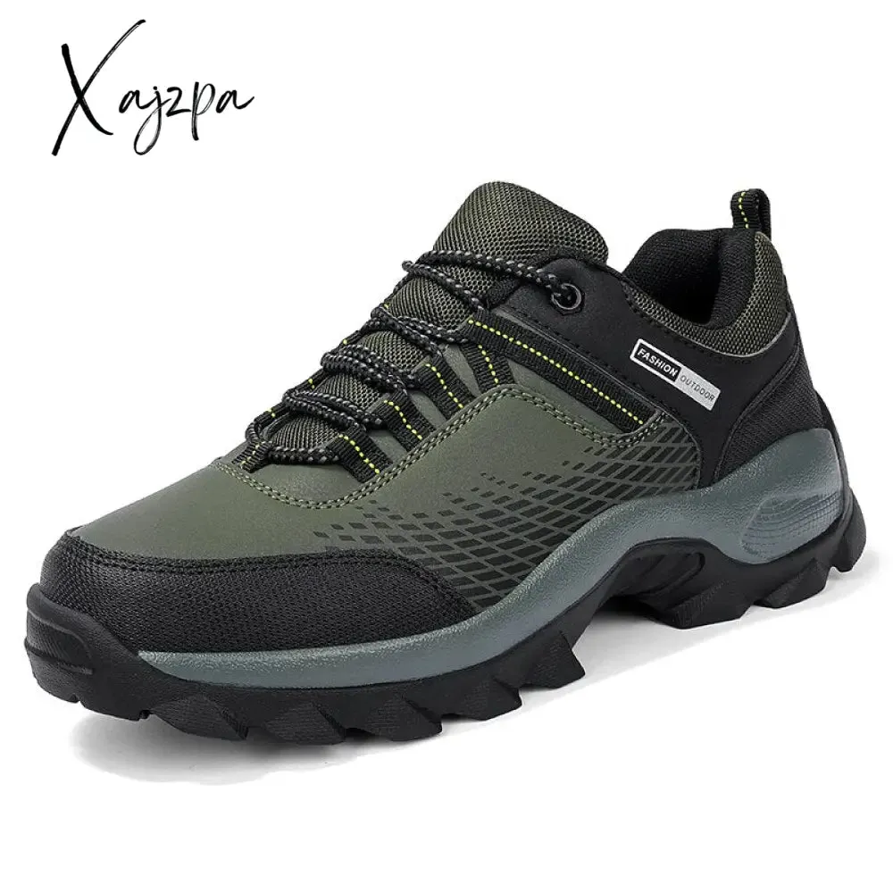 Xajzpa - Autumn Leather Men's Sneakers Chunky Men Shoes Heighten Fashion Casual Damping Tennis Shoes Black Waterproof Sneaker Man