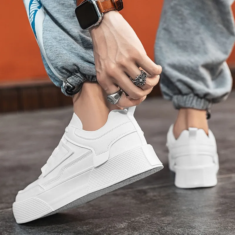 xiangtuibao Autumn Mens Shoes Four Seasons Small White Shoes Fashion Concise Platform Shoes Height Increasing Skateboarding Sneakers