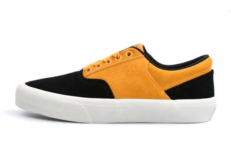 xiangtuibao Suede Leather Casual Shoe for Men Yellow Sneakers Lace-up Walking Shos for Teenager Light Rubber Outsole