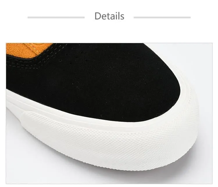 xiangtuibao Suede Leather Casual Shoe for Men Yellow Sneakers Lace-up Walking Shos for Teenager Light Rubber Outsole