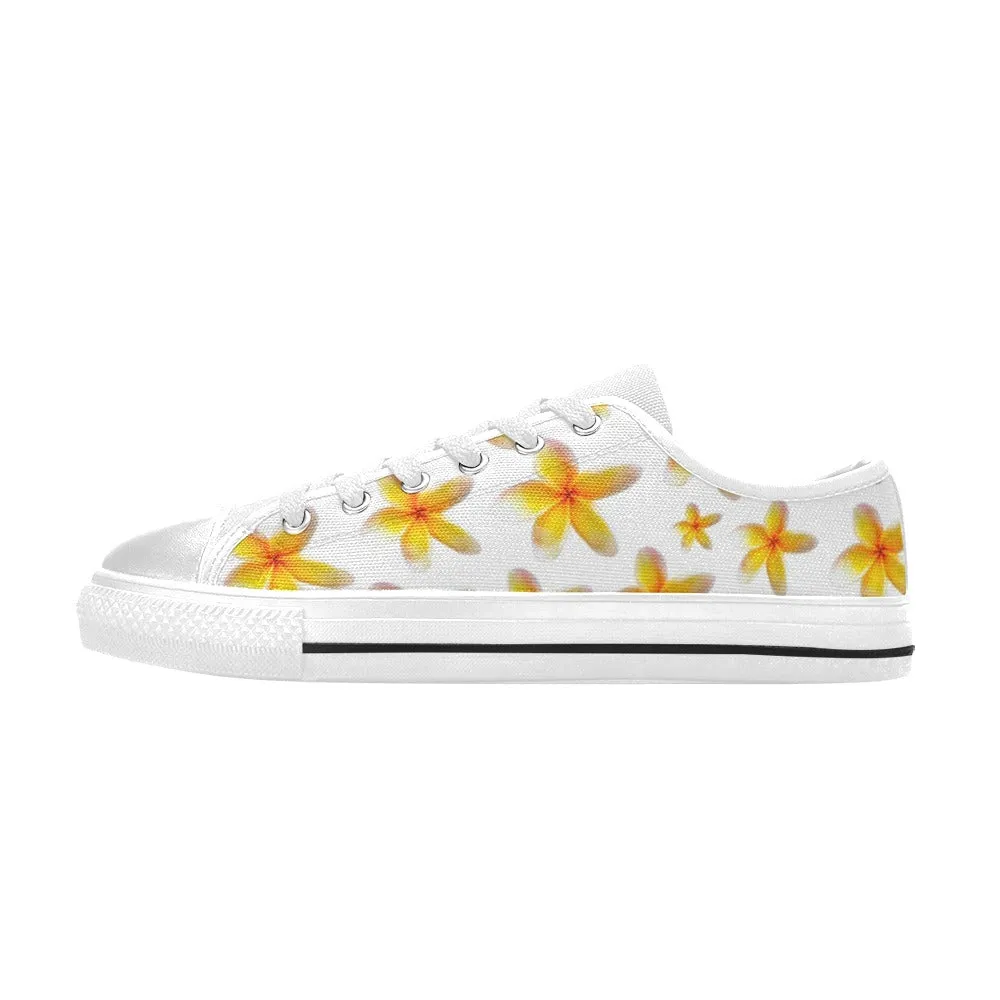 Yellow Frangipanis White Low Rise Shoes up to size 12