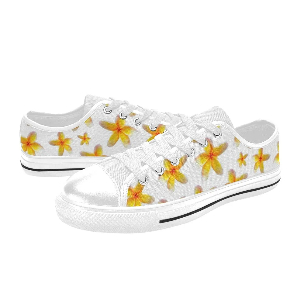 Yellow Frangipanis White Low Rise Shoes up to size 12